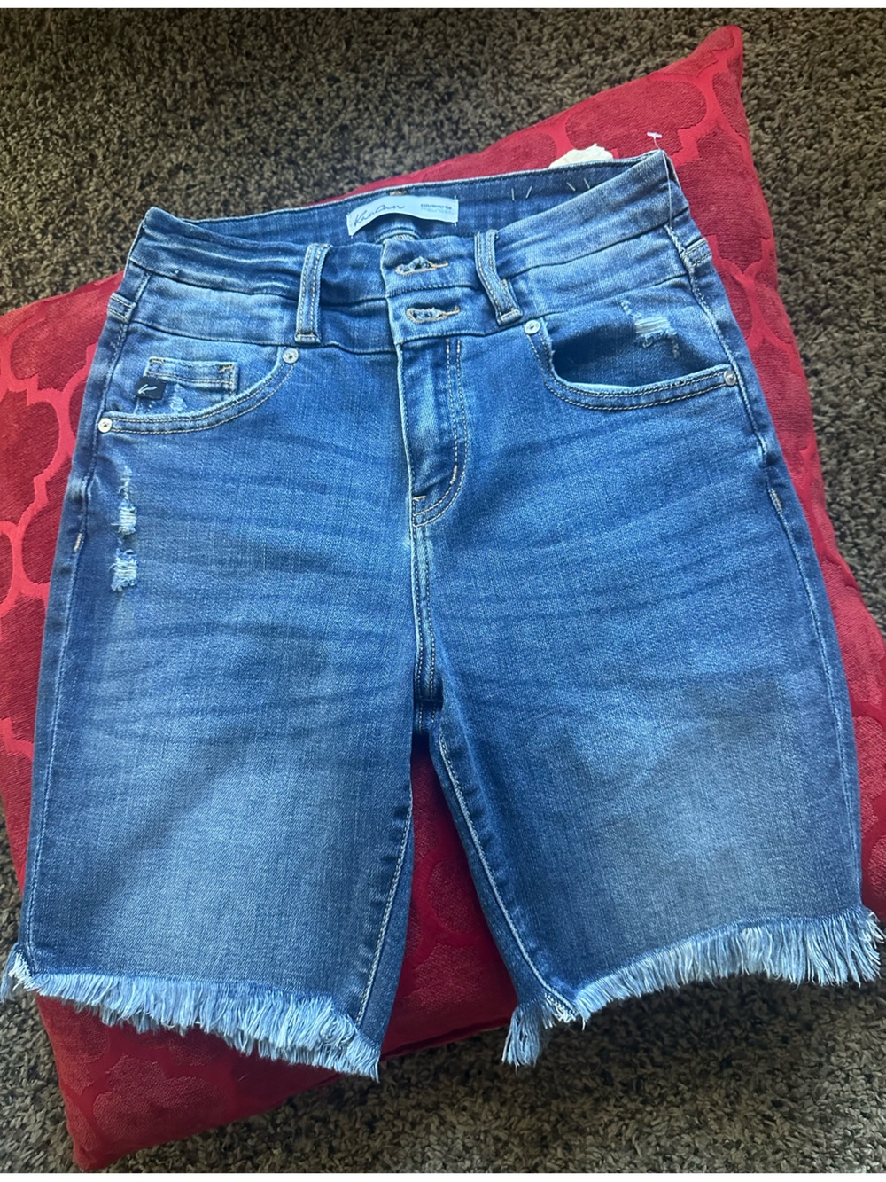 Women's High-Rise Distressed Denim Bermuda Shorts